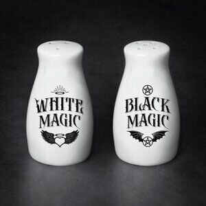 Alchemy Gothic 'White Magic / Black Magic' Bone China Salt & Pepper Shakers NEW